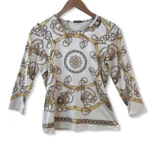 J. McLaughlin Medallion Long Sleeve Silk Shirt